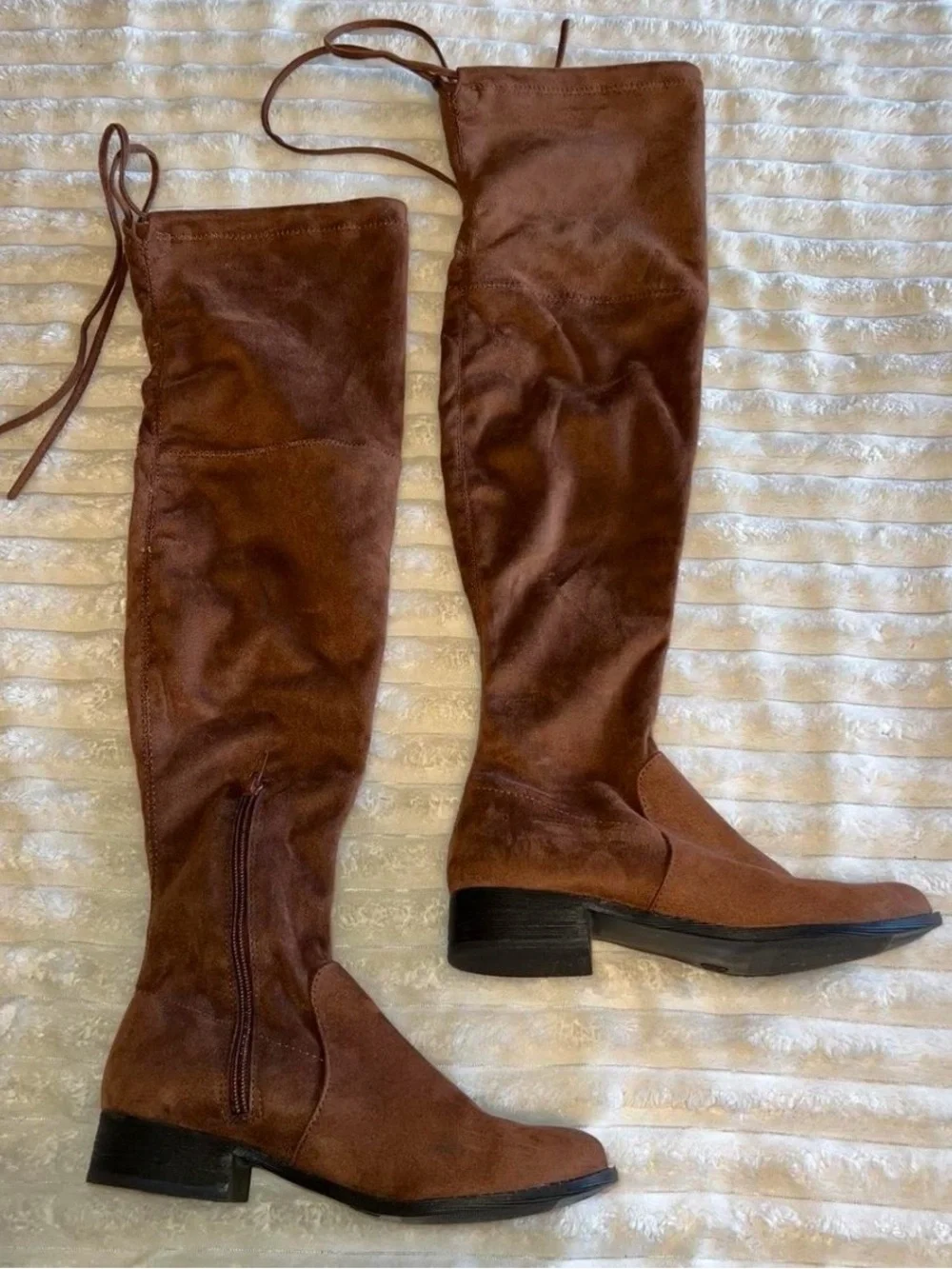 Brown Over-the-Knee Suede Boots